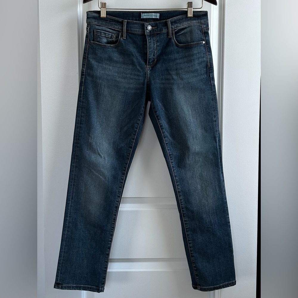 Banana Republic Straight Jeans, 27 Short, Medium Wash
